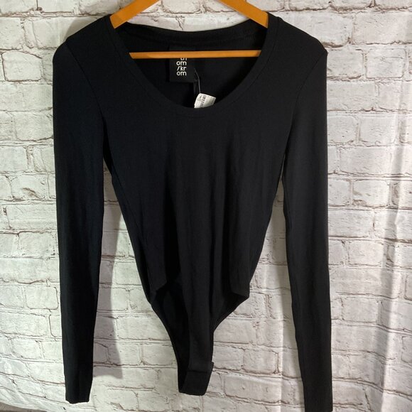Thom Krom Scoop Neck Bodysuit Sz XS Black Long Sleeve Layering Classic Capsule - Picture 1 of 4